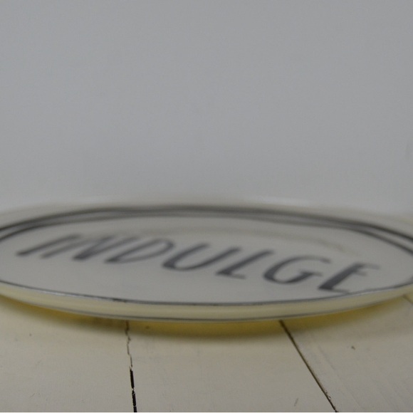 Rae Dunn INDULGE 12 7/8" Glass Plate Platter, Glass Collection, Reverse Painted - Picture 2 of 5